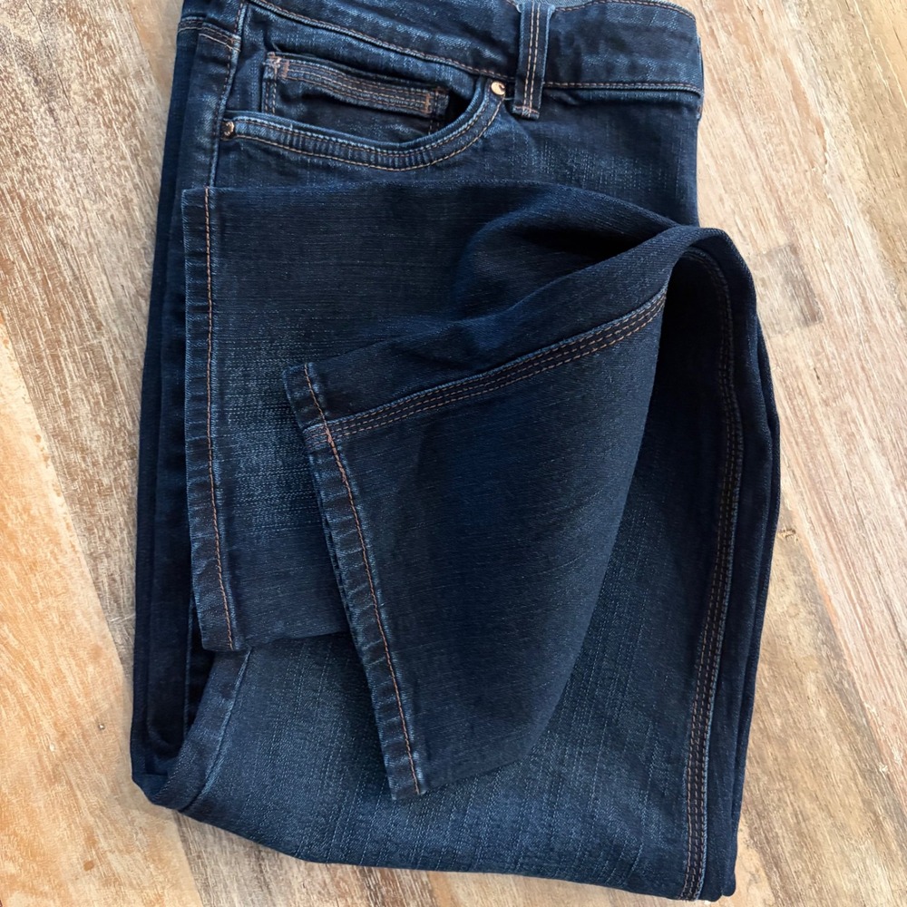 White House Black Market Straight Leg Crop Jeans Dark Wash Size 12 Stretch Denim - Picture 6 of 11